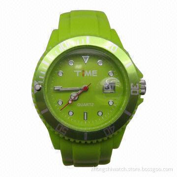 Green Ice Summer Silicone Wristwatch with Plastic Case, 50m Water Resistant